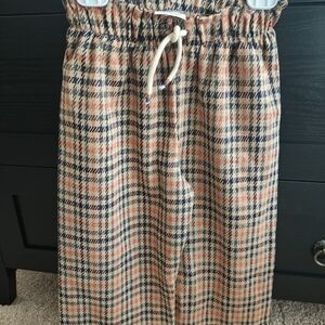 Zara Kids Plaid Pencil Bottoms in Tan and Blue